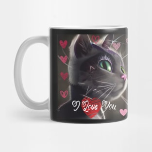 I LOVE YOU, Valentine's Day, cute cat Mug